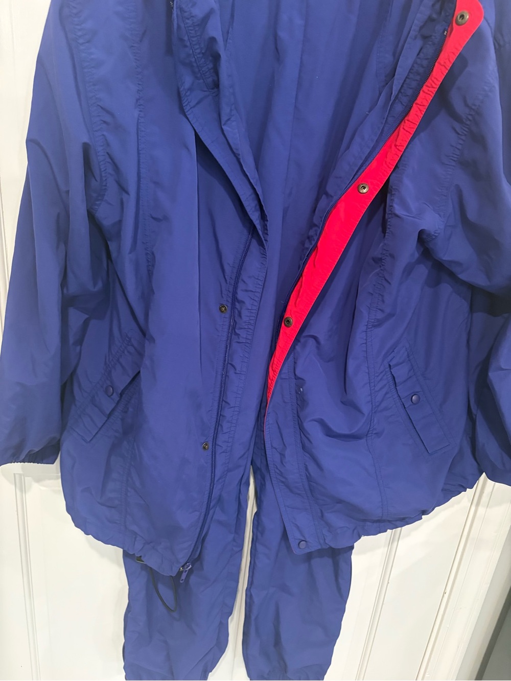 Vintage Land’s End women’s blue rain suit/ Windsuit set pants and jacket size M